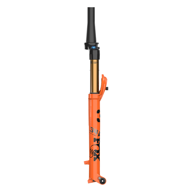 Fox 34 SL Factory Suspension Fork - 29”, 120mm, Kabolt SL, 44mm Rake, Grip SL, P-L, Shiny Orange, side view.