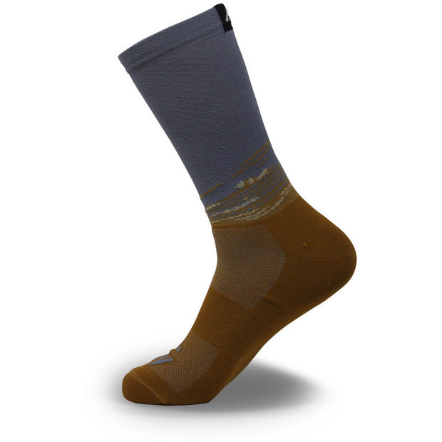 Mint Mixed Metal 8"  socks, toe view. 