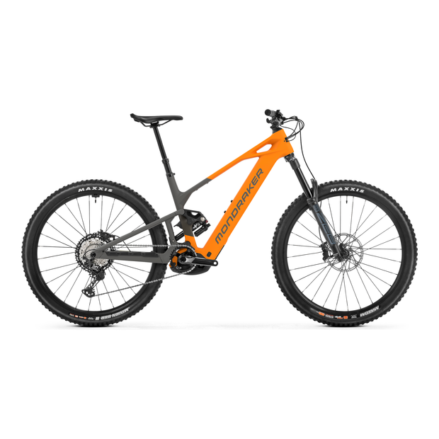 2026 Mondraker Crafty Carbon S, Atomic Orange, full view.