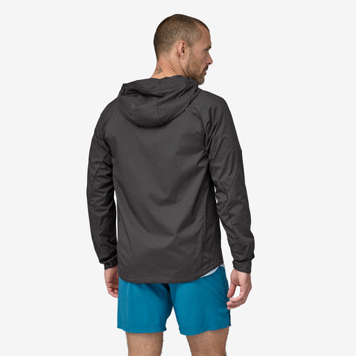 Patagonia Men's Houdini Air Jacket, black, back view on model.