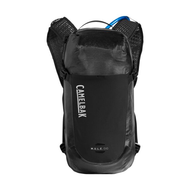 Camelbak M.U.L.E. Evo 100oz, black, front view.