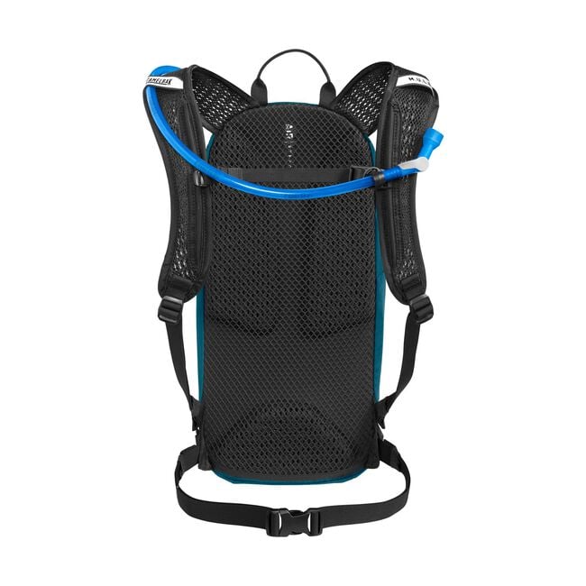 Camelbak M.U.L.E. 12 100oz, moroccan blue / black, back view.