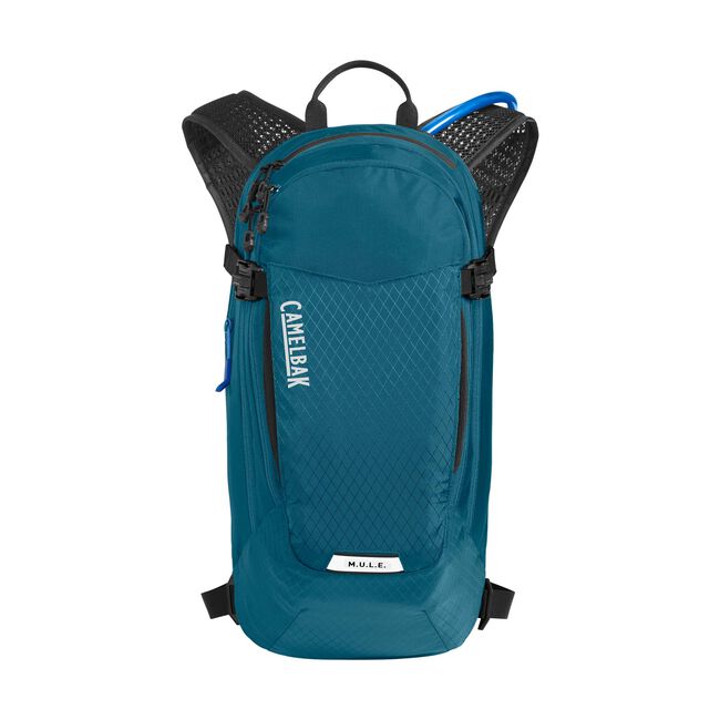 Camelbak M.U.L.E. 12 100oz, moroccan blue / black, full view.