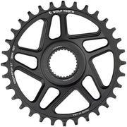 Wolf Tooth Bosch Gen 4 Direct Mount Chainring - Drop-Stop ST 34T Black, front view.