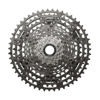 Shimano CS-M9200-12 XTR Hyperglide+ 12-Speed Cassette, front view.