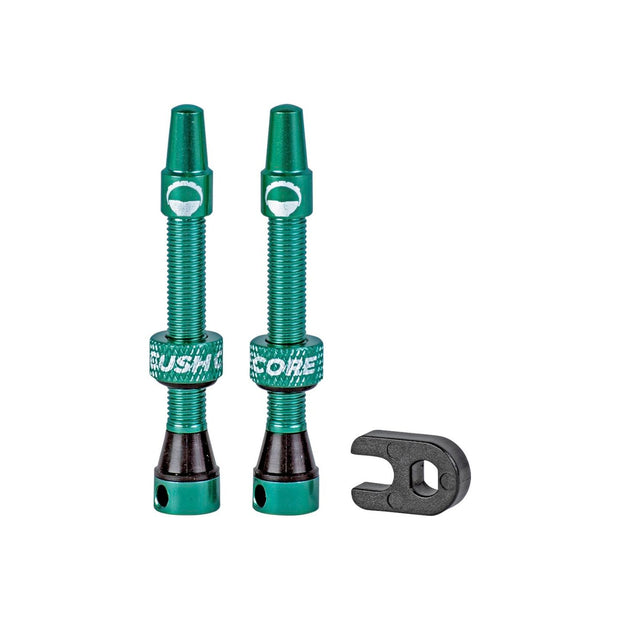 CushCore Tubeless Presta Valve Set - 44mm Turquoise, full view.