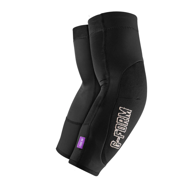 Black elbow pads with 'G-Form' branding on a white background