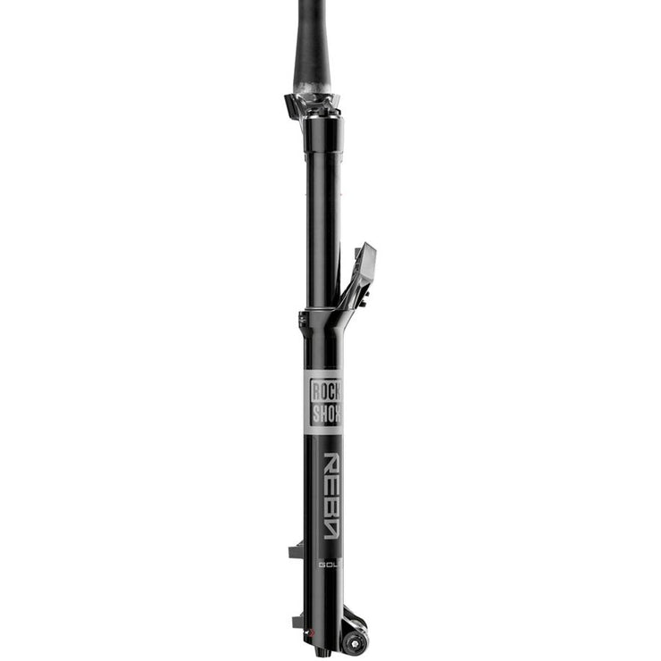 RockShox Reba Gold Isolator RL Suspension Fork - 29" 120 mm 15 x 110 mm 44 mm Offset Gloss Black 3P Remote B1, side view.