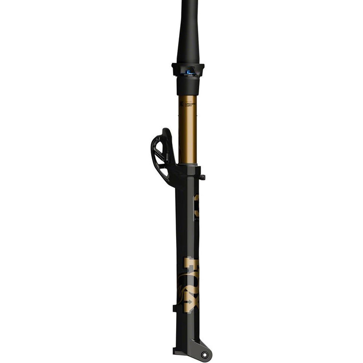 Fox 32 Step-Cast Factory Suspension Fork - 29”, 100mm, Kabolt SL, 44mm Rake, Grip SL, 3-Position, ano crown shiny black, side view.