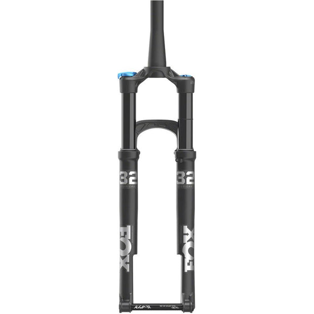 Fox 32 Performance Step Cast 100mm Fork - 29”, 44mm Rake, Kabolt, Grip, 3-Position, Matte Black, front view.