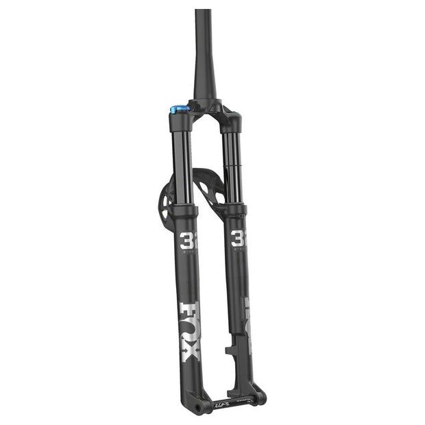Fox 32 Performance Step Cast 100mm Fork - 29”, 44mm Rake, Kabolt, Grip, 3-Position, Matte Black, full view.