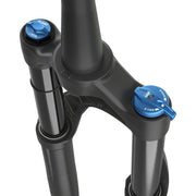 00 Fox 34 Perfomance 130mm Fork - 29” 44mm Rake, Grip, black, crown view.