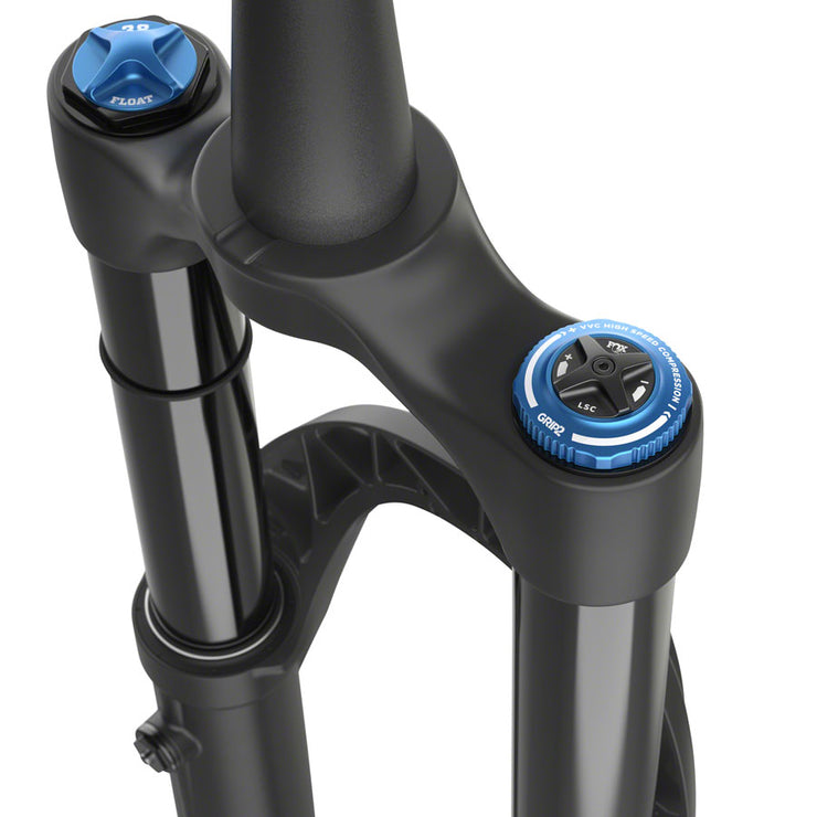 Fox 38 Performance Elite Fork - 27.5”, 170mm, 44mm Offset, Grip2, matte black, adjustment knob view.