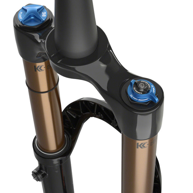 Fox 36 Factory Fork - 27.5”, 160mm, 44mm Rake, FIT4, 3-Position, black, adjustment knob view.