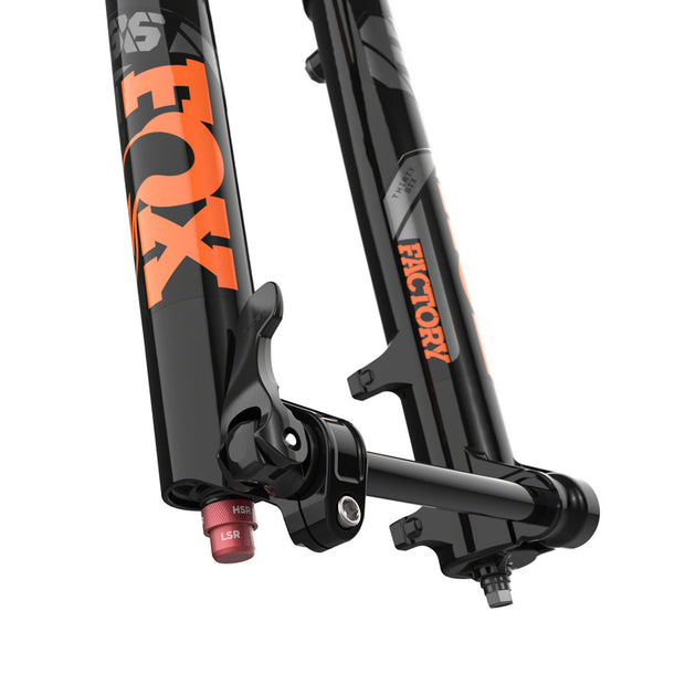 Fox 36 Factory Fork - 27.5”, 160mm, 44mm Offset, Grip 2, black, axle view.