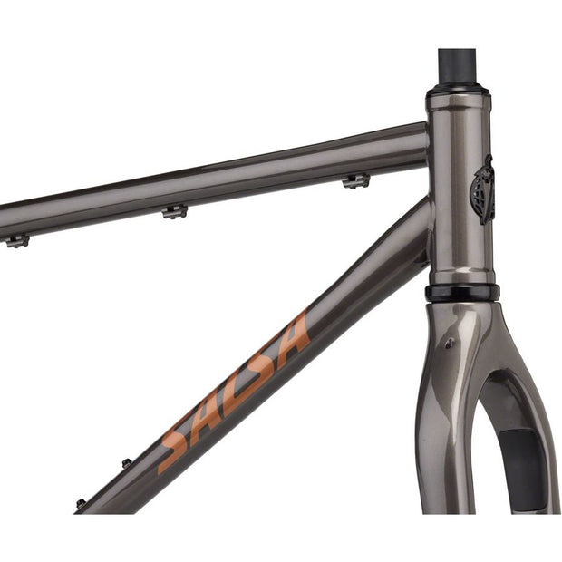 Salsa Fargo Frameset - 29”, Steel, Graphite, head tube view.
