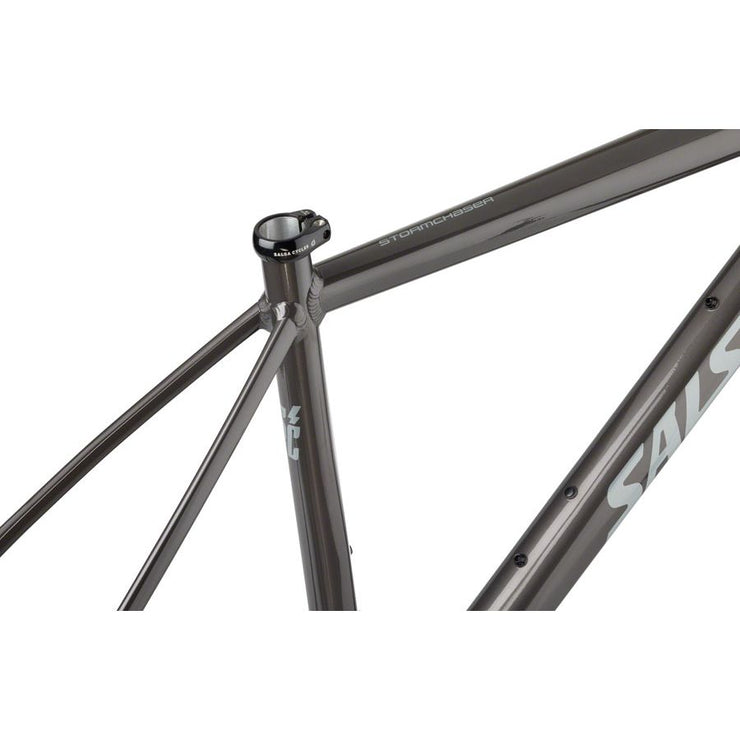 Salsa Stormchaser Frameset - 700c Aluminum Metallic Black, seat clamp view.