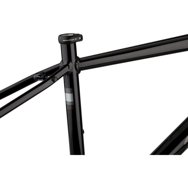 Salsa Journeyer Aluminum Drop Bar Frameset - 700c/650b, black, seat tube view.