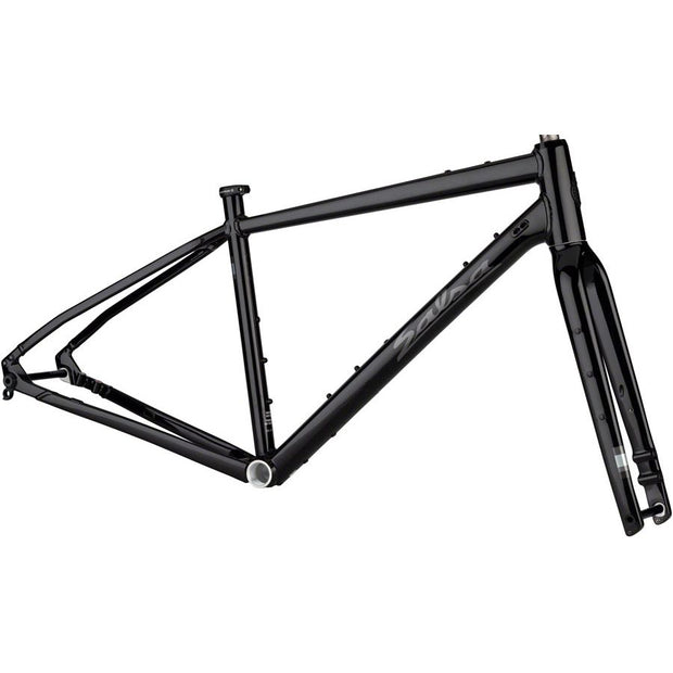 Salsa Journeyer Aluminum Drop Bar Frameset - 700c/650b, black, full view.