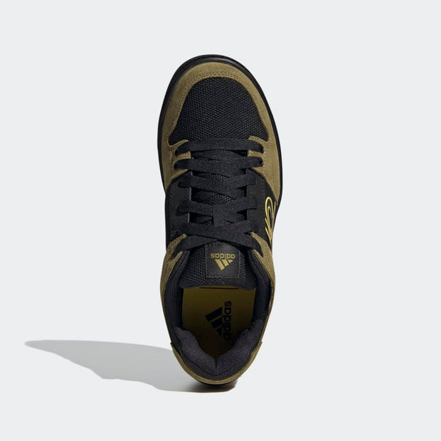 Five Ten Freerider Men’s Mountain Bike Shoe, Hazy Yellow / Wild Moss / Core Black, top view.
