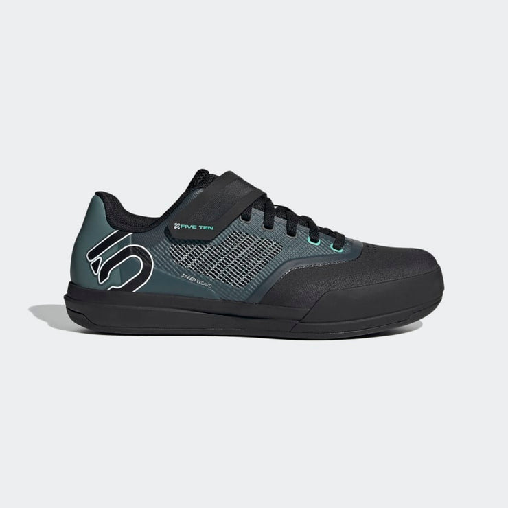 Five Ten Women's Hellcat Pro Shoe black / white / emerald, profile view.