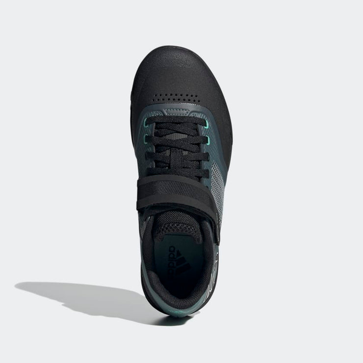 Five Ten Women's Hellcat Pro Shoe black / white / emerald, top view.