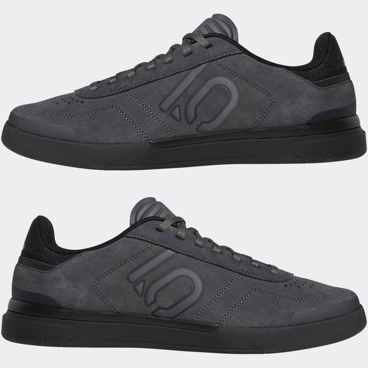 Five Ten Sleuth DLX Mountain Bike Shoes, grey, pair, full view.