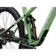 2024 PIVOT MACH 4 SL Pro X0 Eagle — XC Build, Carbon Wheels, seafoam green, vertical shock view.