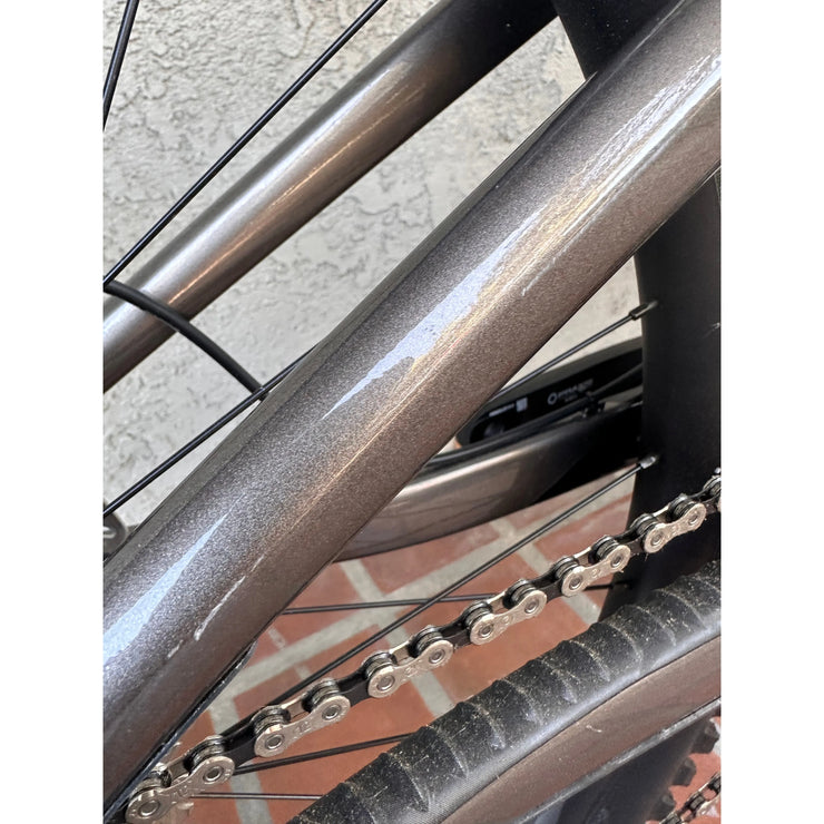 2023 Giant Reign 2, metal black, *BLEM*, rear triangle close-up view.