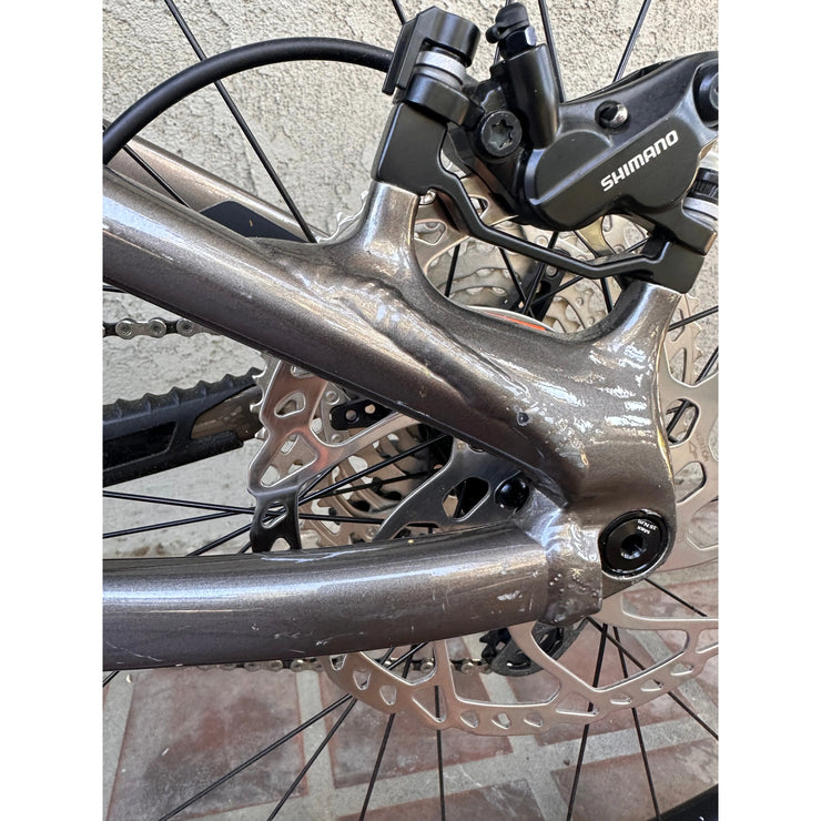 2023 Giant Reign 2, metal black, *BLEM*, rear brake view.