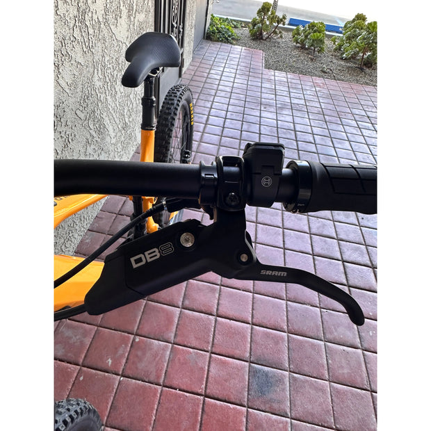 2023 ORBEA WILD FS H30 Corn Yellow / Metallic Night Black (Gloss), *BLEM*, brake upgrade view.