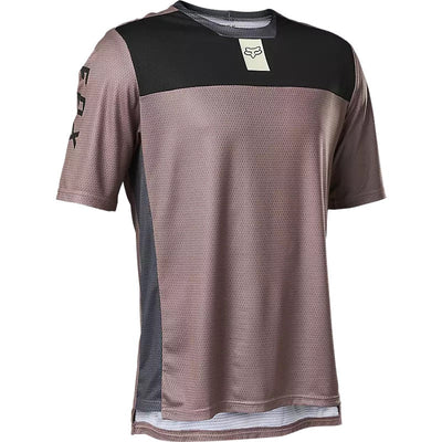 Fox Men's Defend Short Sleeve Jersey, Plum, front view.