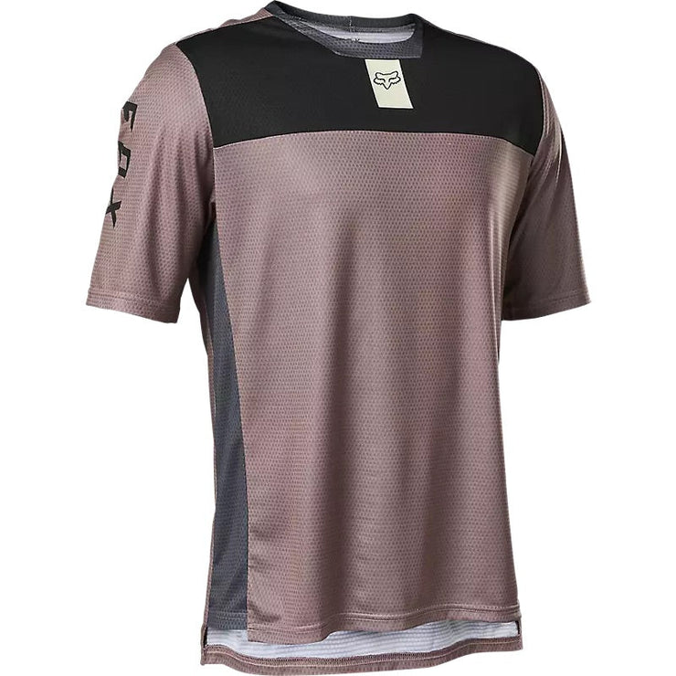 Fox Men's Defend Short Sleeve Jersey, Plum, front view.