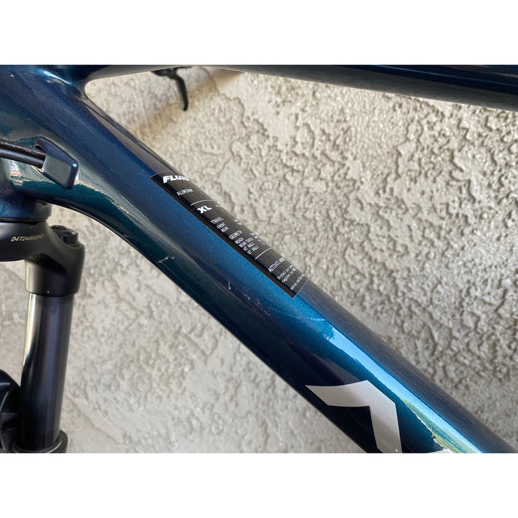 2023 Norco Fluid FS 3 Blue/Silver, *BLEM*, Front Triangle Close-Up View.