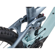 2023 Liv Intrigue X Advanced E+ EL 2 20MPH Soap Suds/Aged Denim, seat tube view.