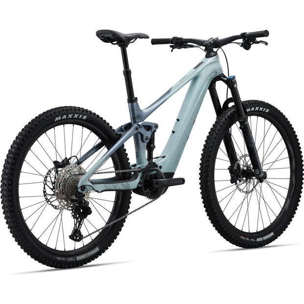 2023 Liv Intrigue X Advanced E+ EL 2 20MPH Soap Suds/Aged Denim, rear shock view.