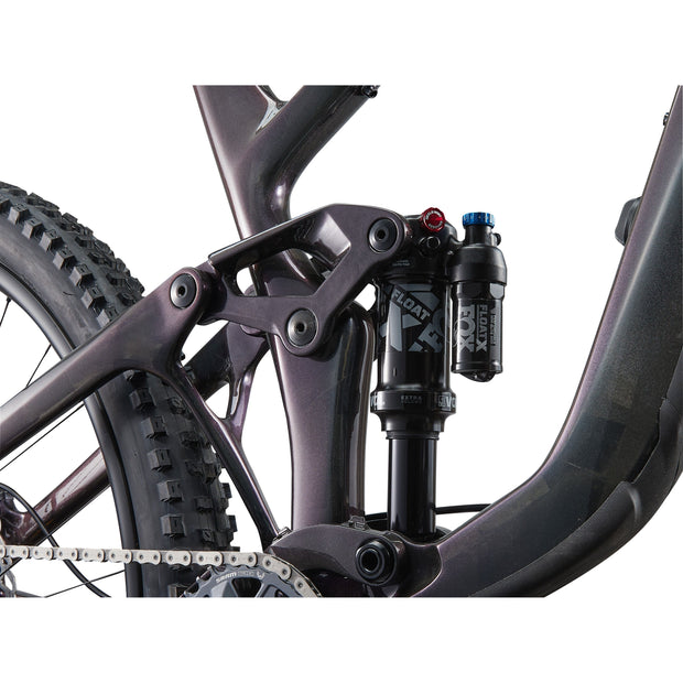 2024 Giant Trance X Advanced 1, Arctic Light, rear shock close-up view.