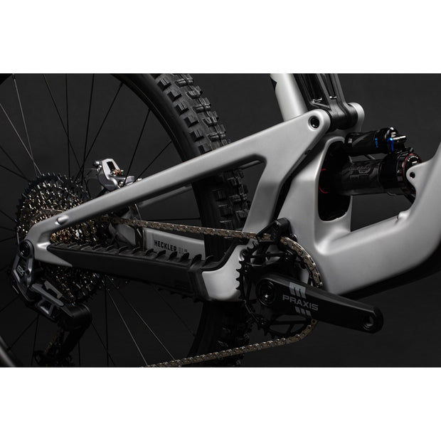 2024 Santa Cruz Heckler SL 1 C S-kit MX, matte silver, drive train view.