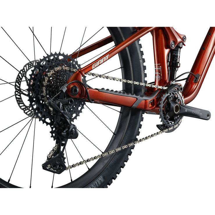 Giant Faith 27.5"/26” Kid’s Mountain Bike, copper, drivetrain view.