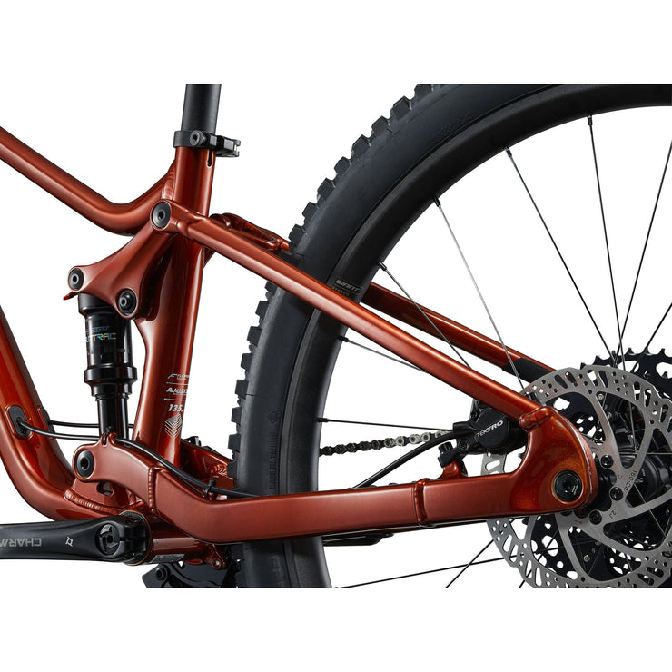 Giant Faith 27.5"/26” Kid’s Mountain Bike, copper, chainstay view.