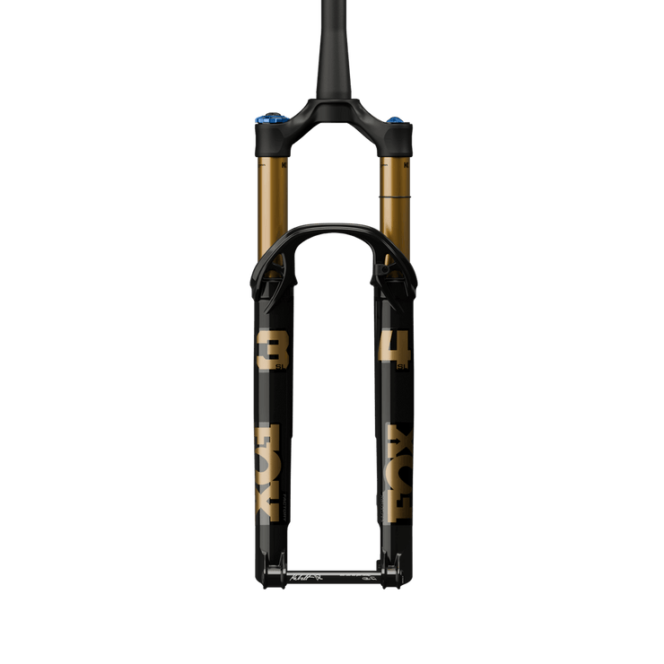Fox 34 SL Factory Fork - 29,” 130mm, Kabolt SL, 44mm Rake, Grip X, black, front view.
