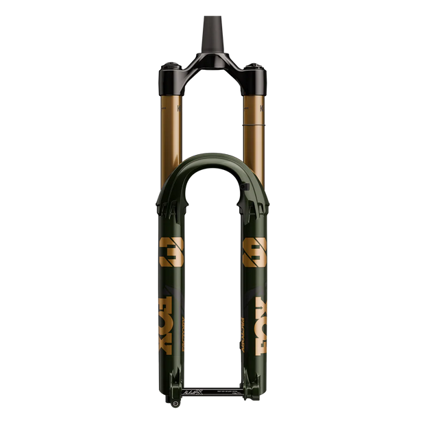 Fox Shox 38 Factory Fork 29" 44r 170mm Grip X2 110, Racing Green, white background, full view