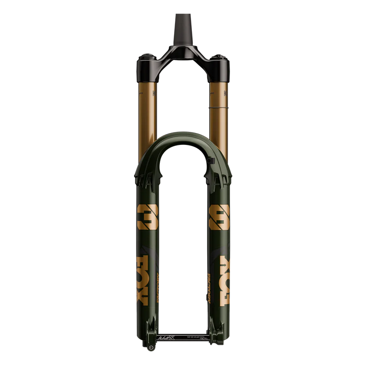 Fox Shox 38 Factory Fork 29" 44r 170mm Grip X2 110, Racing Green, white background, full view