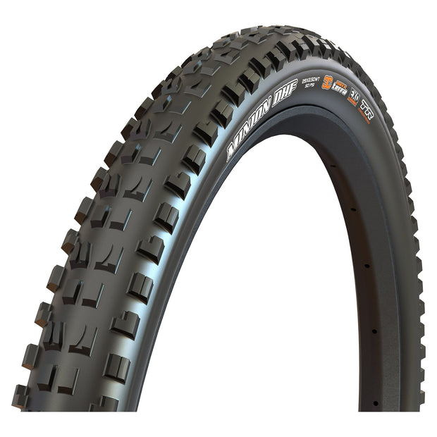 Maxxis Minion DHF 26 x 2.3 Dual, EXO, TR Mountain Bike Tire, full view.