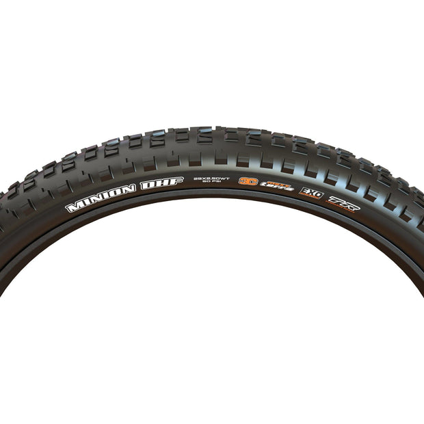 Maxxis Minion DHF Tire - 27.5 x 2.3, Tubeless, Folding, Black, Dual Compound, EXO, profile view.