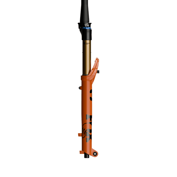 Fox 36 SL Factory Fork - 29”, 130mm, Kabolt SL, 44mm Rake, Grip X, Shiny Orange, side view.