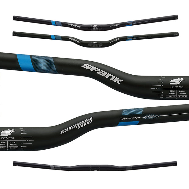 Spank Oozy Trail 780mm 25R, Black/Blue, full view.