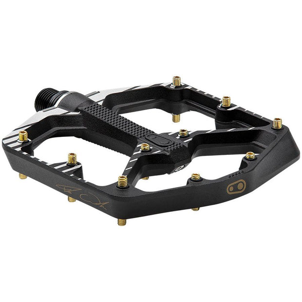 Crankbrothers Stamp 7 Fabio Wibmer Signature Edition Aluminum Platform Pedals - Black, Large, full view.