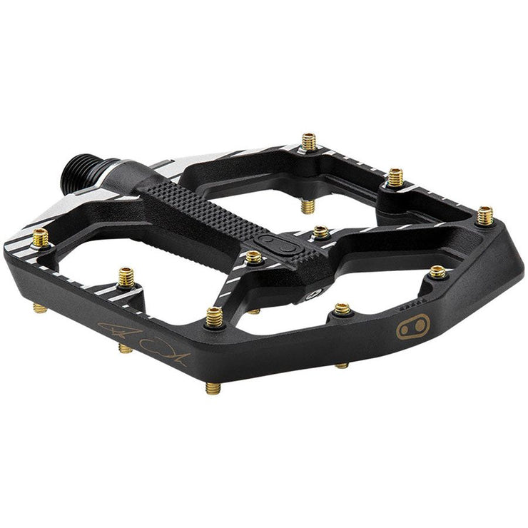Crankbrothers Stamp 7 Fabio Wibmer Signature Edition Aluminum Platform Pedals - Black, Large, full view.