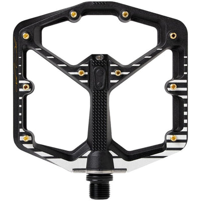Crankbrothers Stamp 7 Fabio Wibmer Signature Edition Aluminum Platform Pedals - Black, Large, top view.